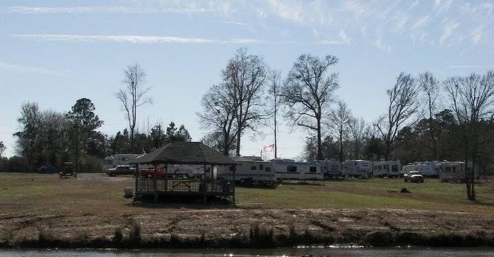Pond and gazebo at Mullins RV Park